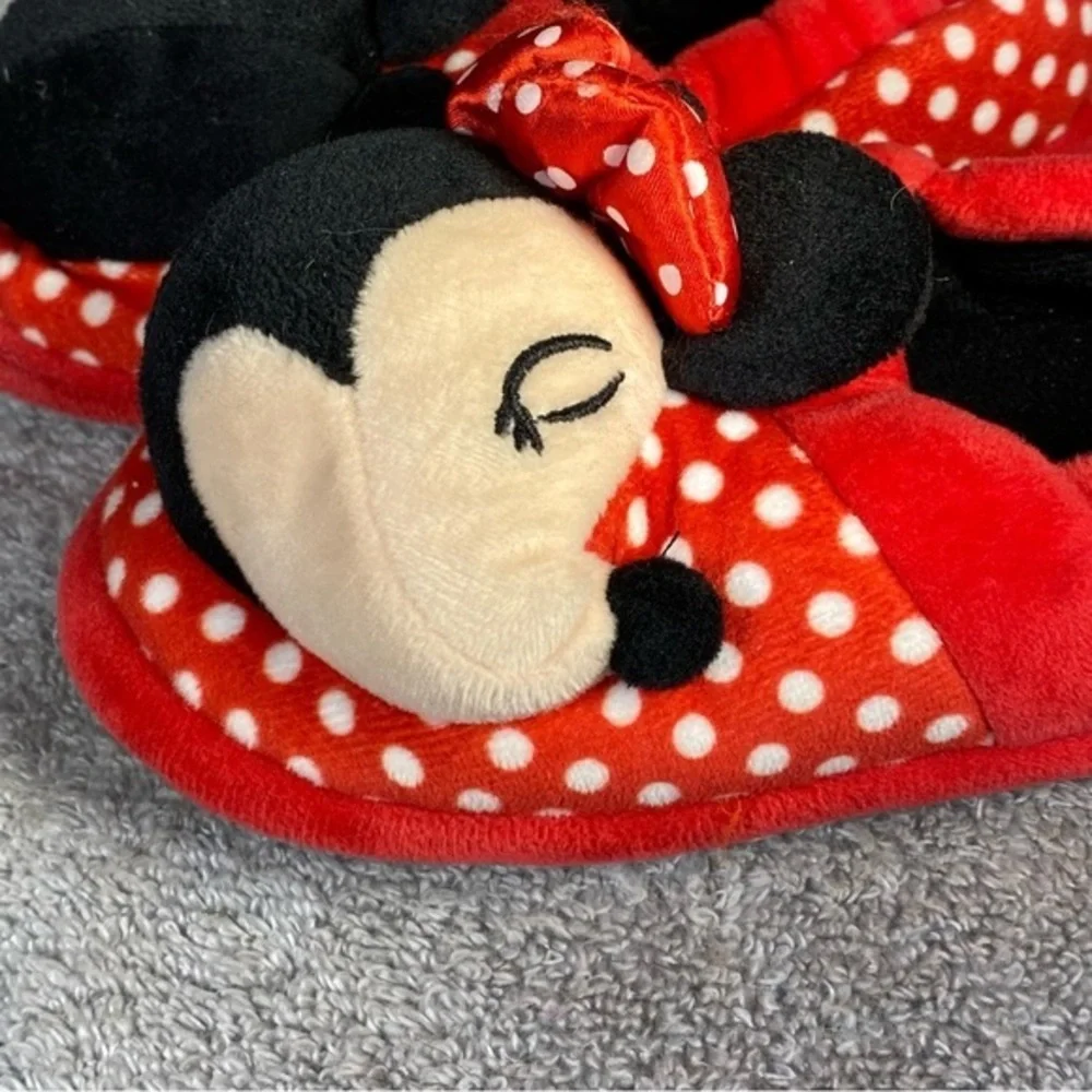 Mickey-Minnie Mouse Slipper kids Size 11-12 Unisex Red-Black‎ Slip On